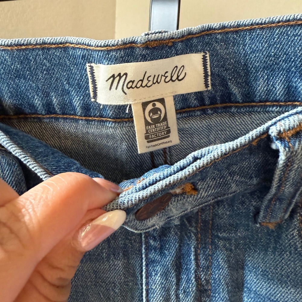 Madewell High Rise Slim Boyjean Crop‎ Fray Hem Denim Jeans Light Wash Size 26 - Picture 5 of 11